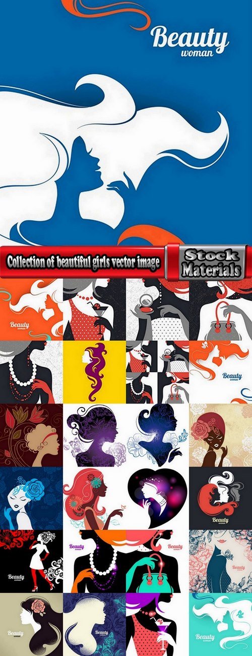 Collection of beautiful girls vector image 25 Eps