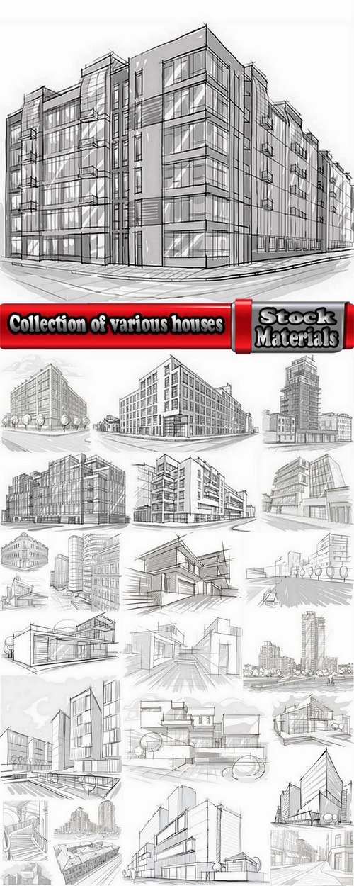 Collection of various houses vector image 25 Eps