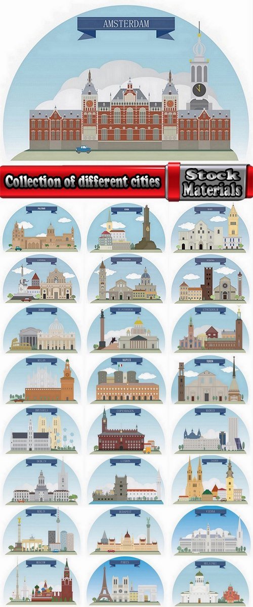 Collection of different cities vetor image 25 Eps