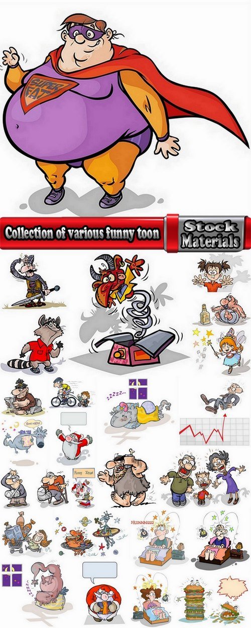 Collection of various funny toon vector image 25 Eps
