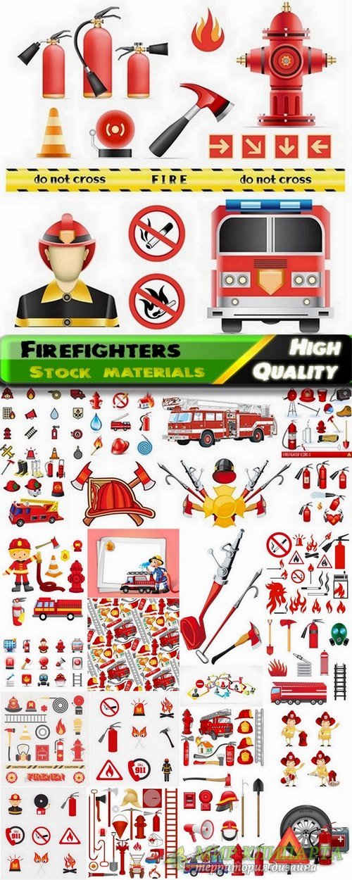 Firefighters in vector from stock - 25 Eps