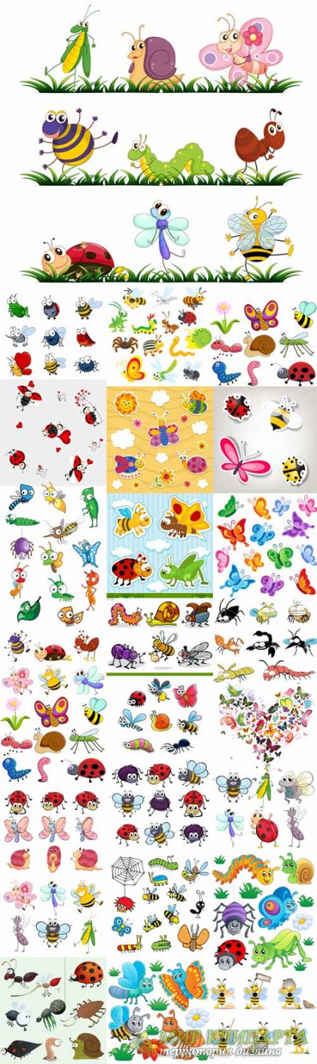 Cartoon insects kids vector
