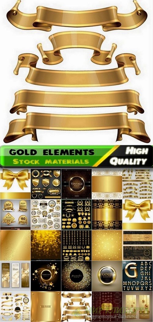 Different gold design elements in vector from stock #3 - 25 Eps