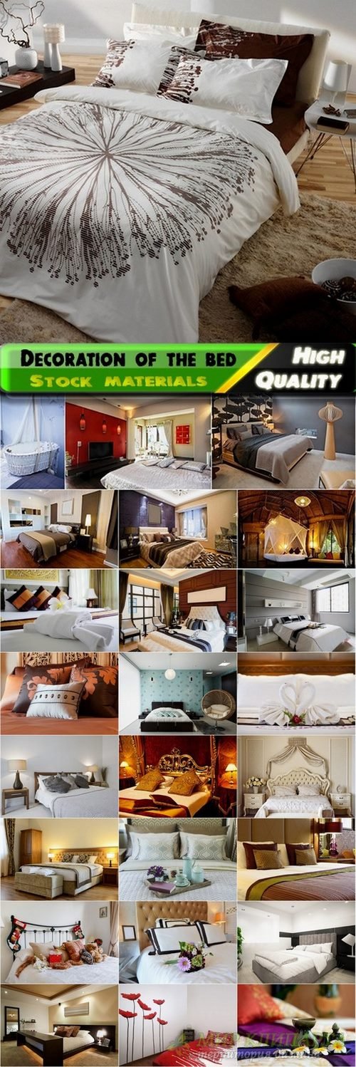 Decoration of the bed and bedroom interior - 25 HQ Jpg