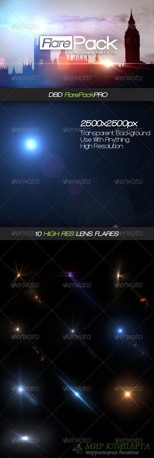 GraphicRiver - DBD FlarePack PRO - 10 High-Res Flare PSD's