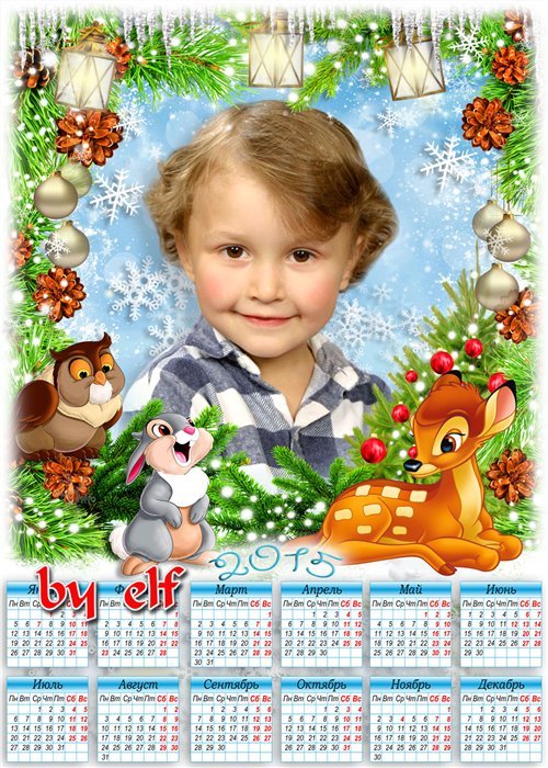  Новогодний детский календарь 2015 - Олененок Бэмби и его друзья