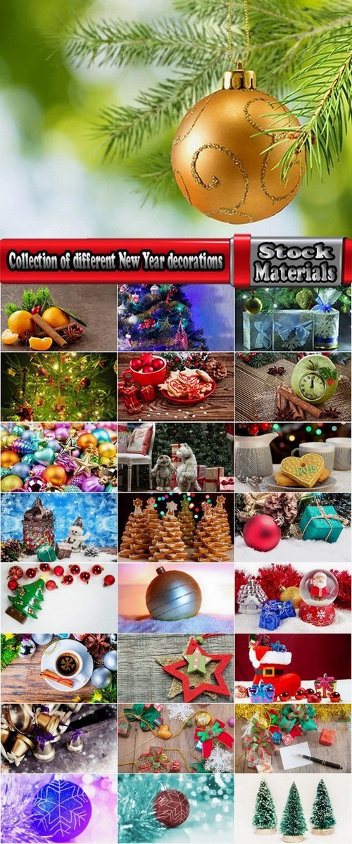 Collection of different New Year decorations 25 UHQ Jpeg