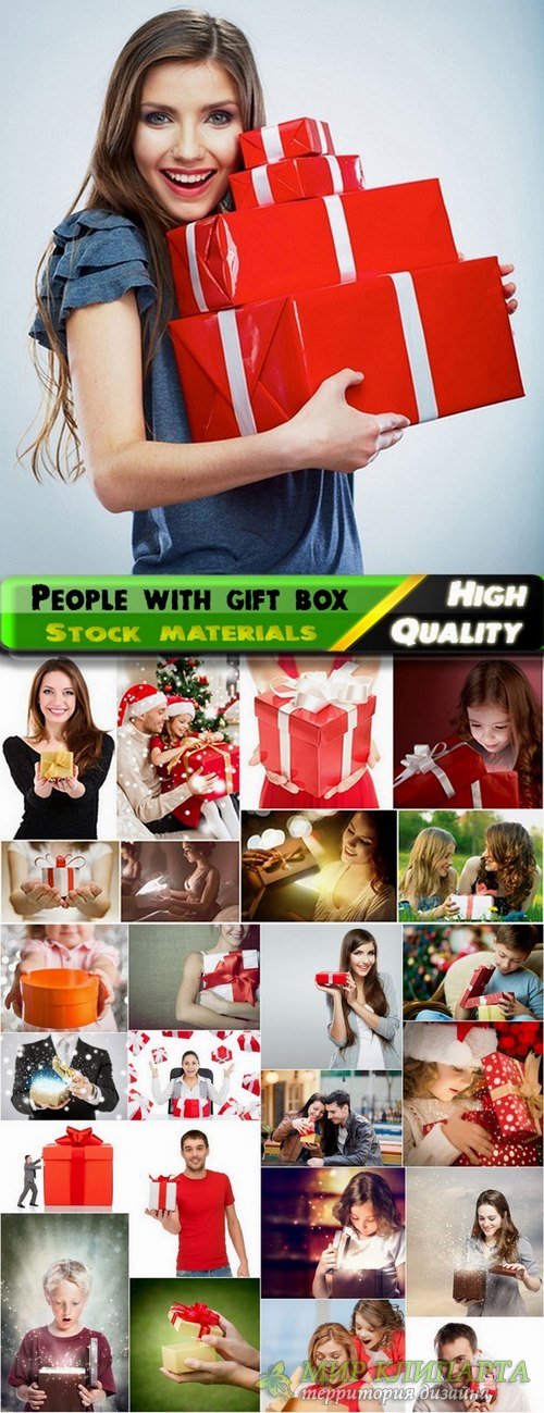 Happy people with gift box Stock images - 25 HQ Jpg