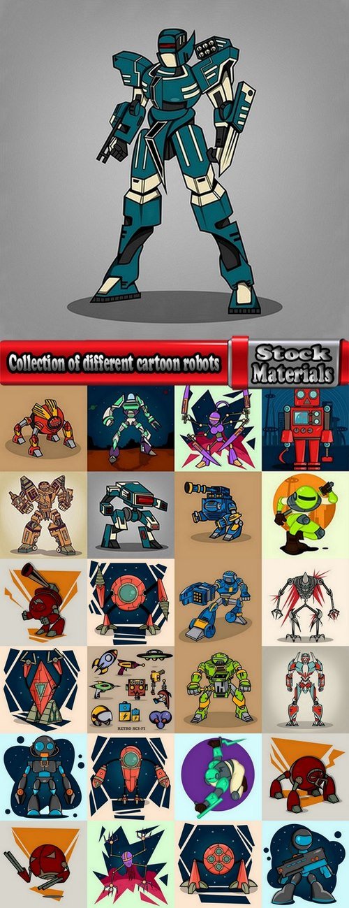 Collection of different cartoon robots 25 Eps