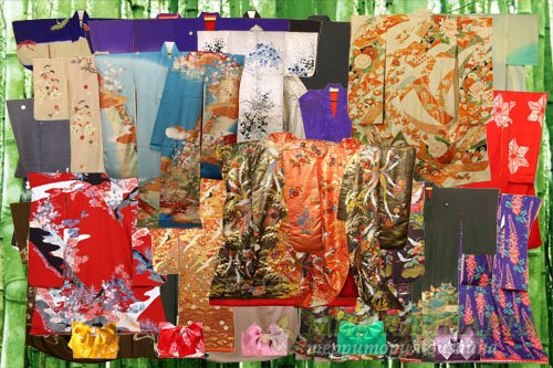 Клипарт Японские кимоно и схема кроя