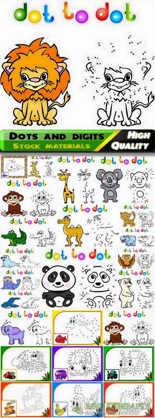 Dots and digits drawing for kids - 25 Eps