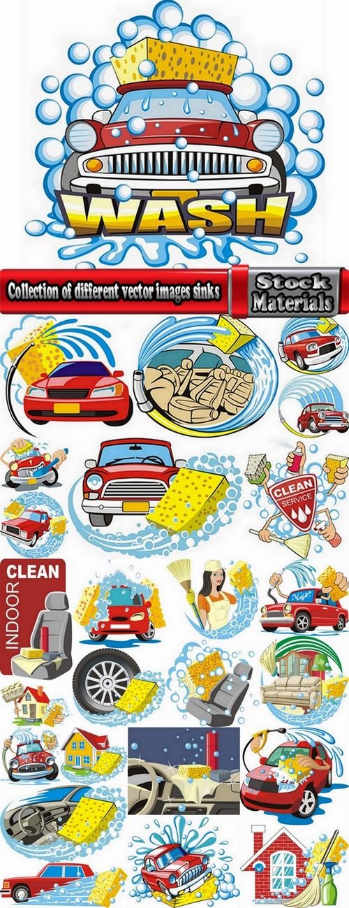 Collection of different vector images sinks 25 Eps