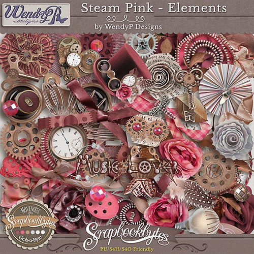 Скрап-набор - Steam Pink