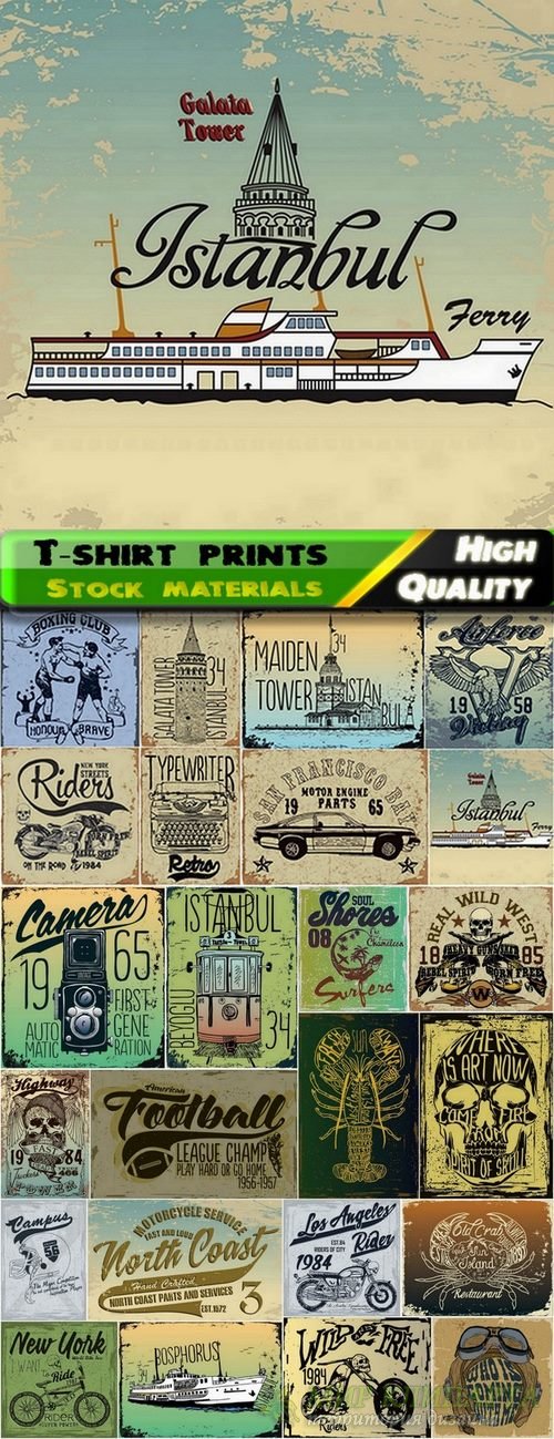 T-shirt prints design in vector from stock #23 - 25 Eps
