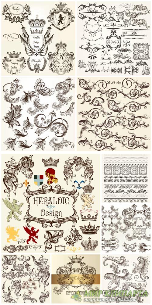 Design decorative elements vector, ornaments, heraldry