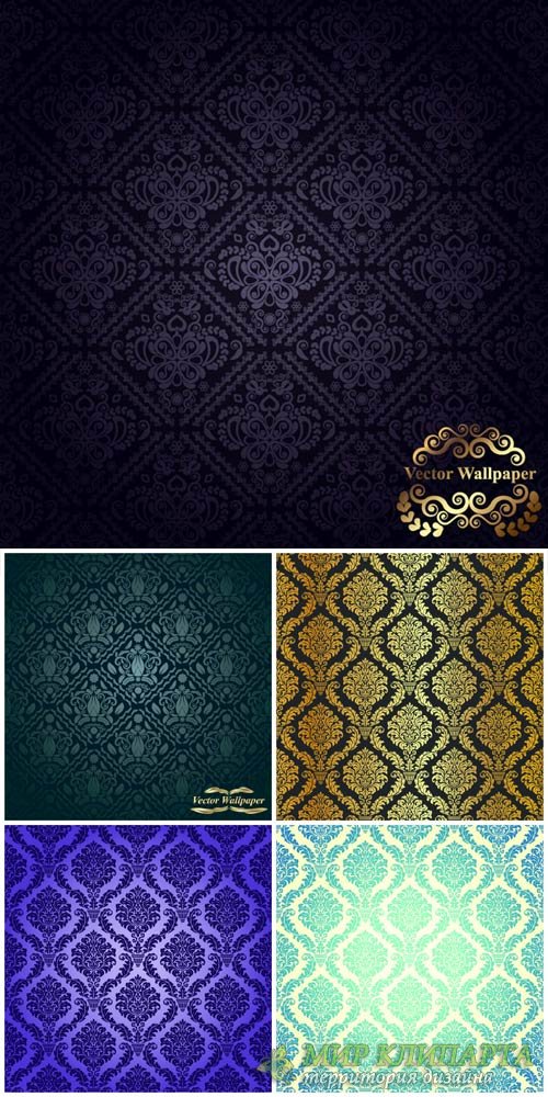 Vintage texture with different patterns - vector