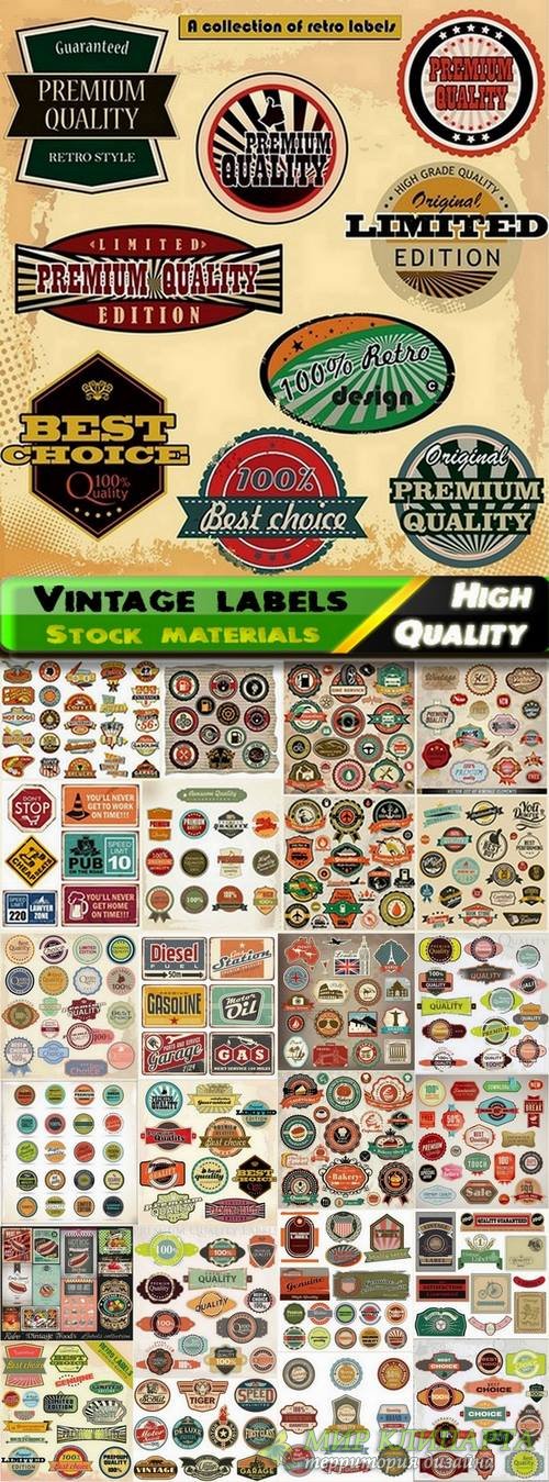 Different vintage labels in vector from stock #3 - 25 Eps
