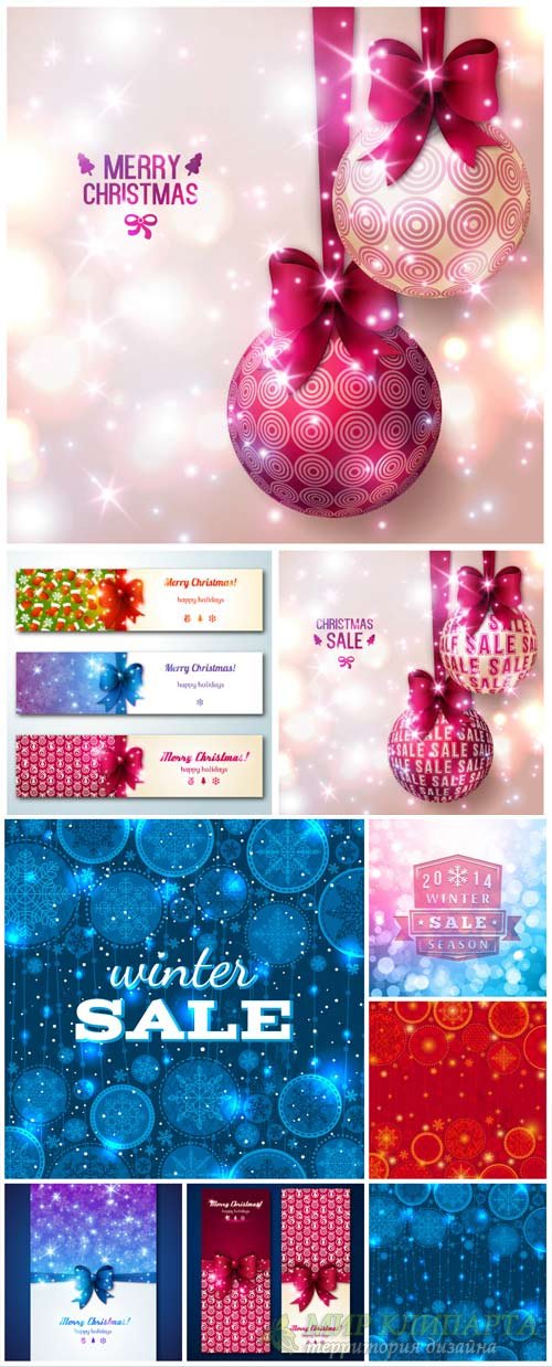 Christmas vector backgrounds and banners with Christmas discounts