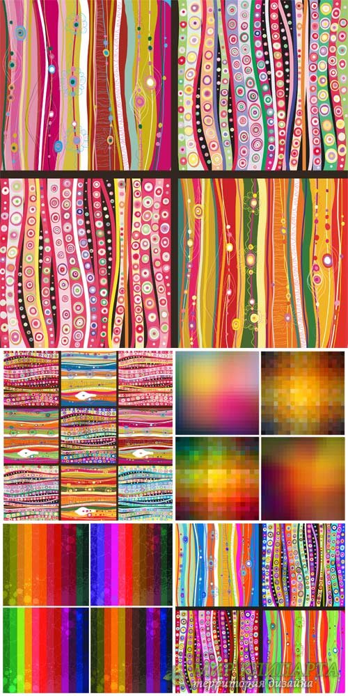 Vector backgrounds with colorful patterns and lines, abstraction