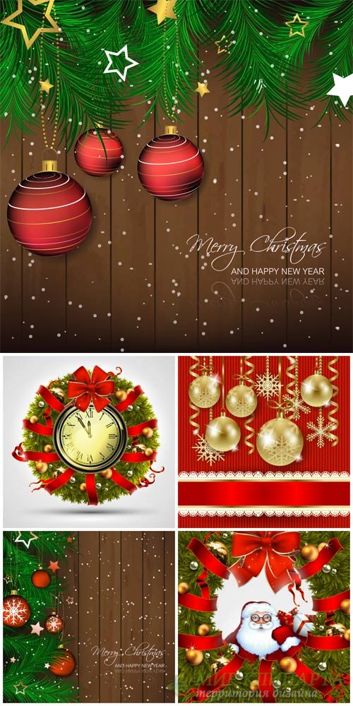 Christmas vector background with Christmas balls and Santa