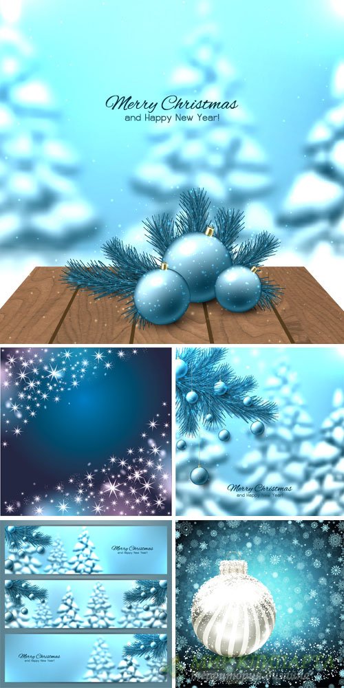 Winter vector background with fir trees and balls