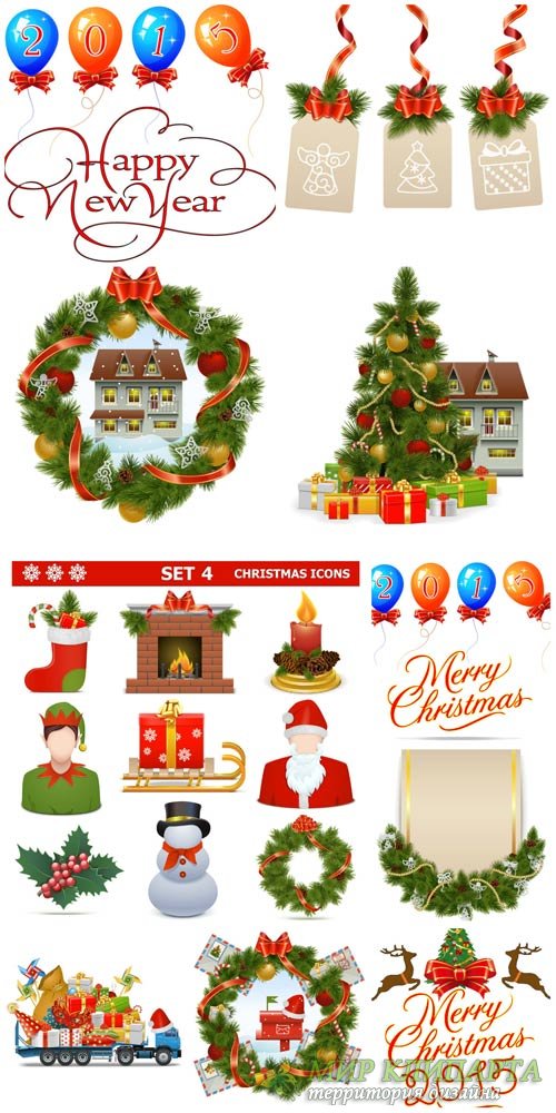 Christmas, new year, holiday elements vector