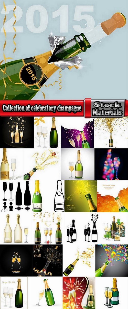 Collection of celebratory champagne 25 Eps