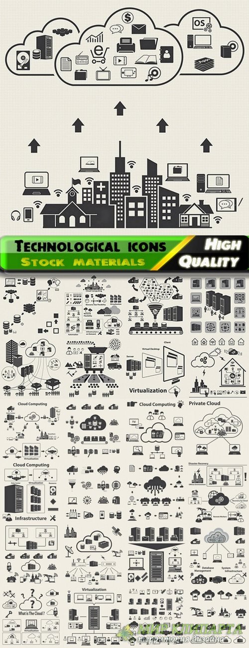 Technological icons business concept - 25 Eps