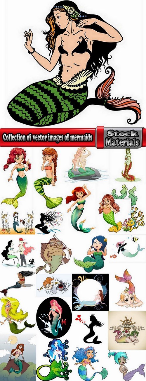 Collection of vector images of mermaids 25 Eps