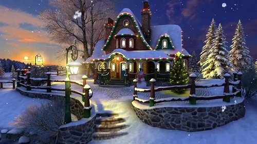 Новогодний футаж - Дом Деда Мороза 