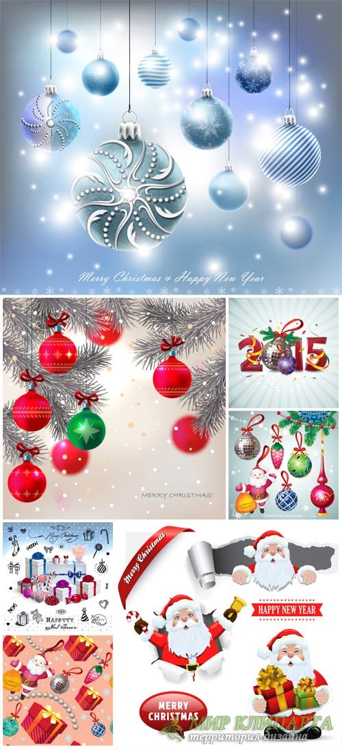Christmas, Christmas balls, santa claus vector