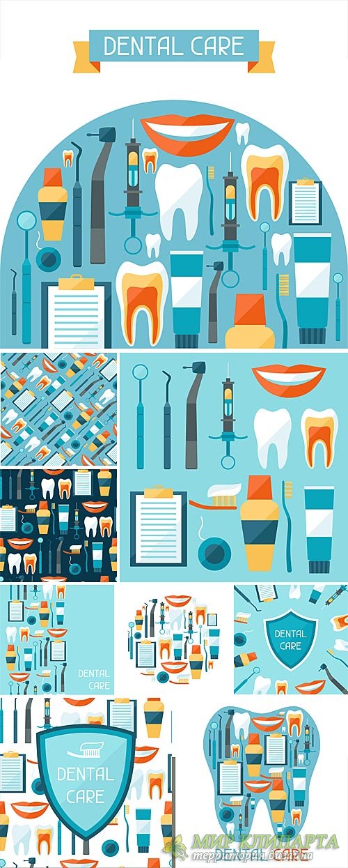Stomatology, vector background with elements of dentistry
