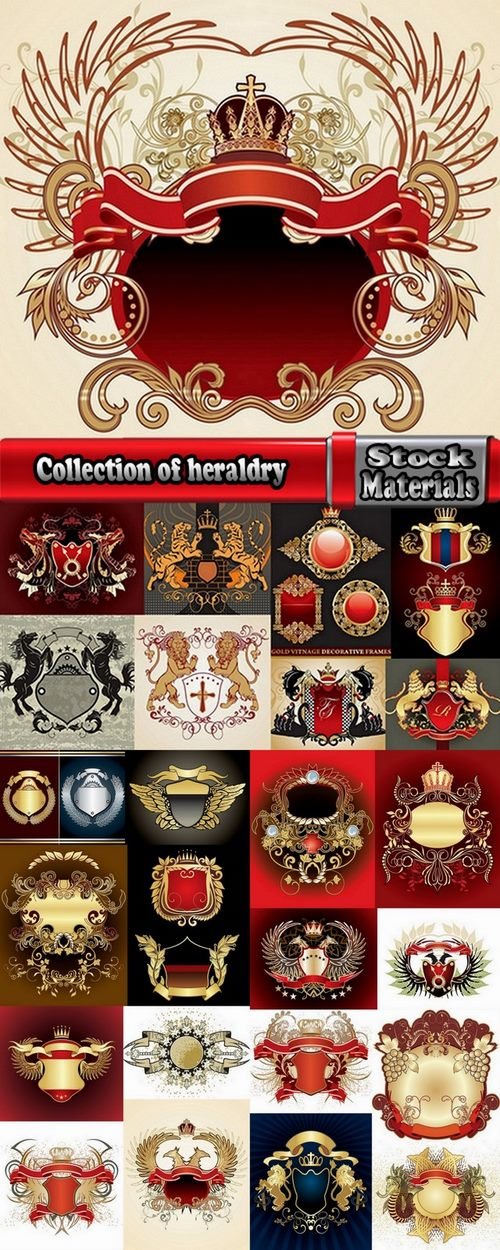 Collection of heraldry vector image 25 Eps