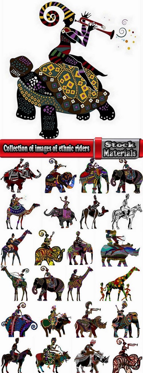 Collection of images of ethnic riders vector image 25 Eps