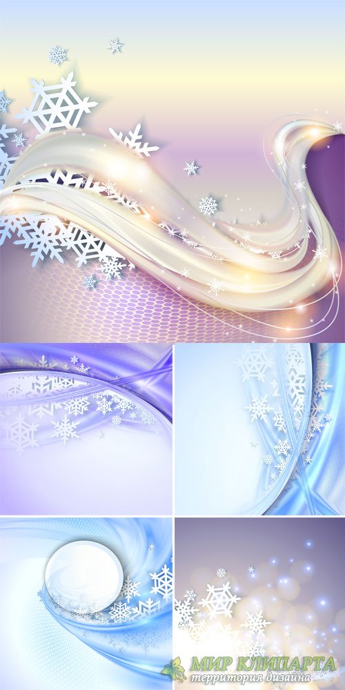 Shining winter background with snowflakes, vector