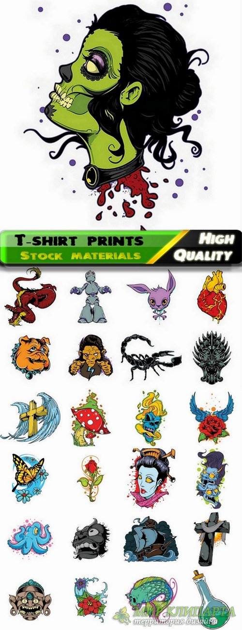T-shirt prints design in vector from stock #33 - 25 Eps