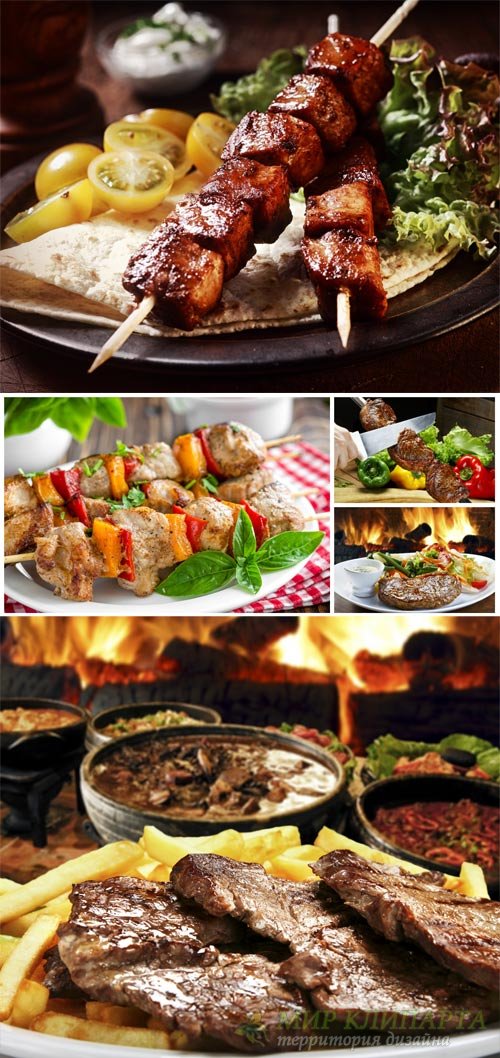 Meat dishes, barbecue - stock photos