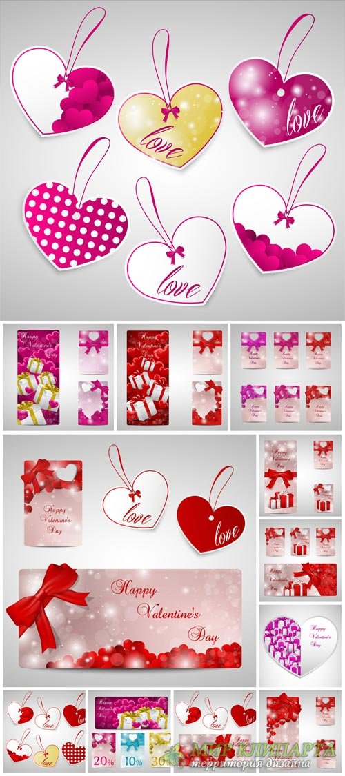 Valentine's Day, vector hearts, labels