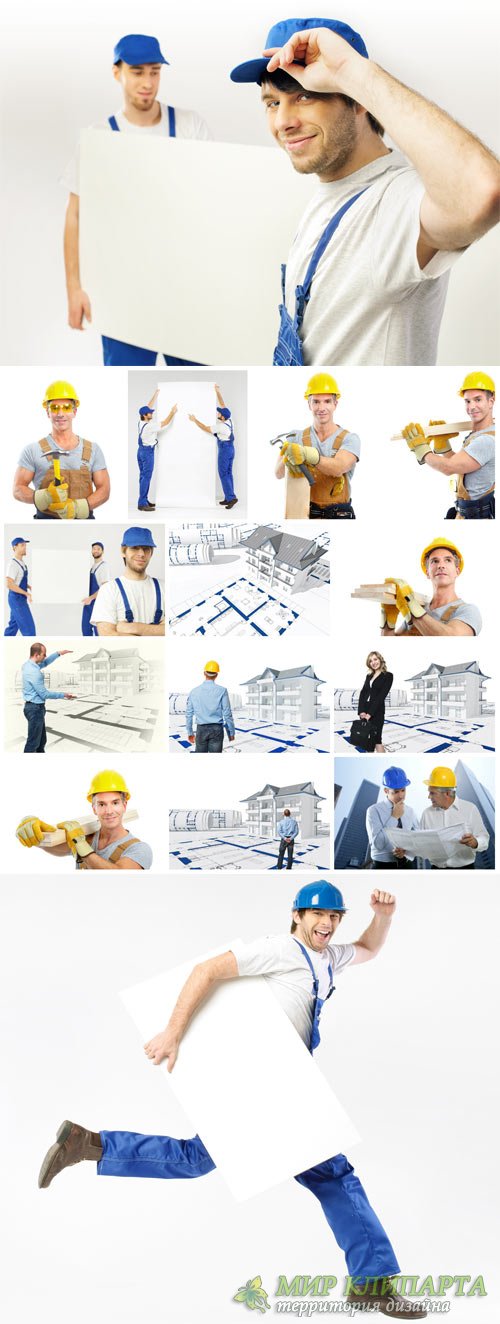 Men, workers, builders - stock photos
