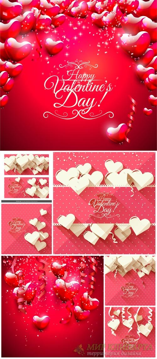 Valentine's Day, backgrounds, banners, hearts, vector # 4