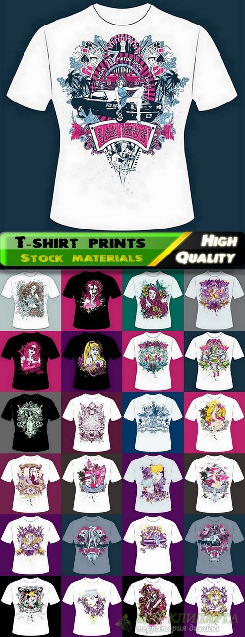 T-shirt prints design in vector from stock #34 - 25 Eps