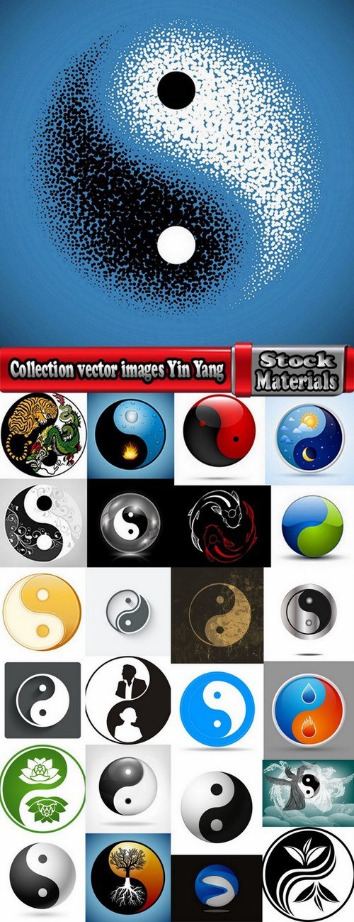 Collection vector images Yin Yang 25 Eps