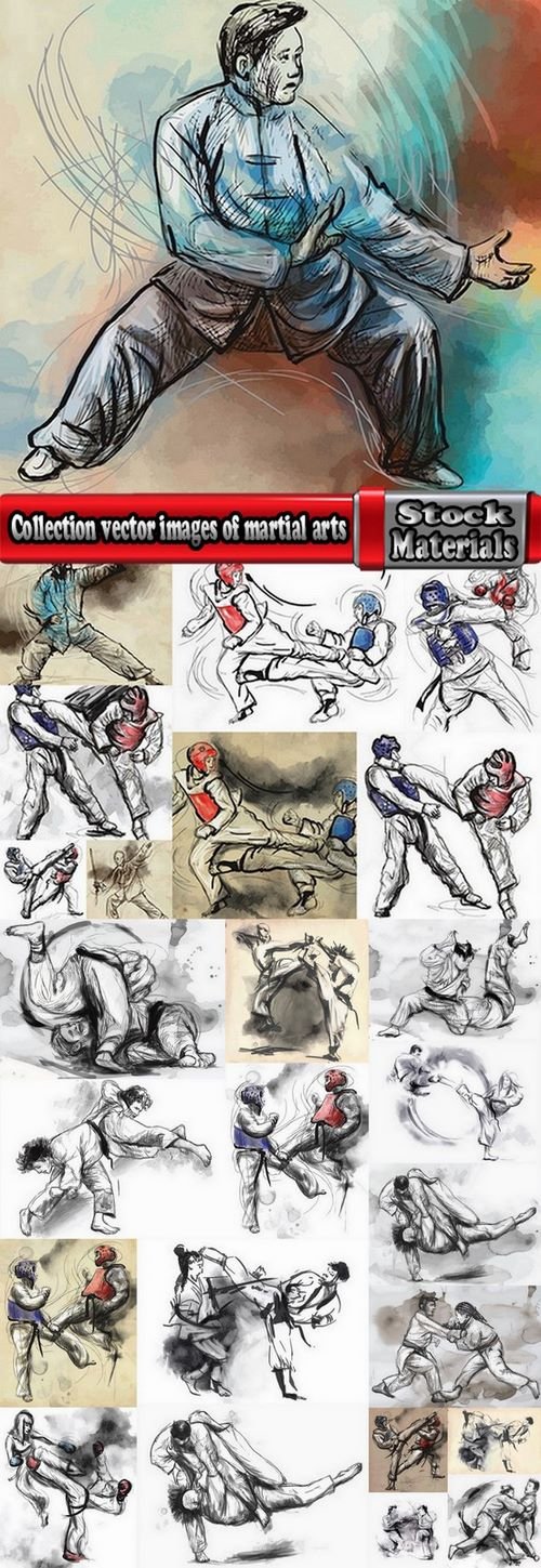 Collection vector images of martial arts 25 Eps