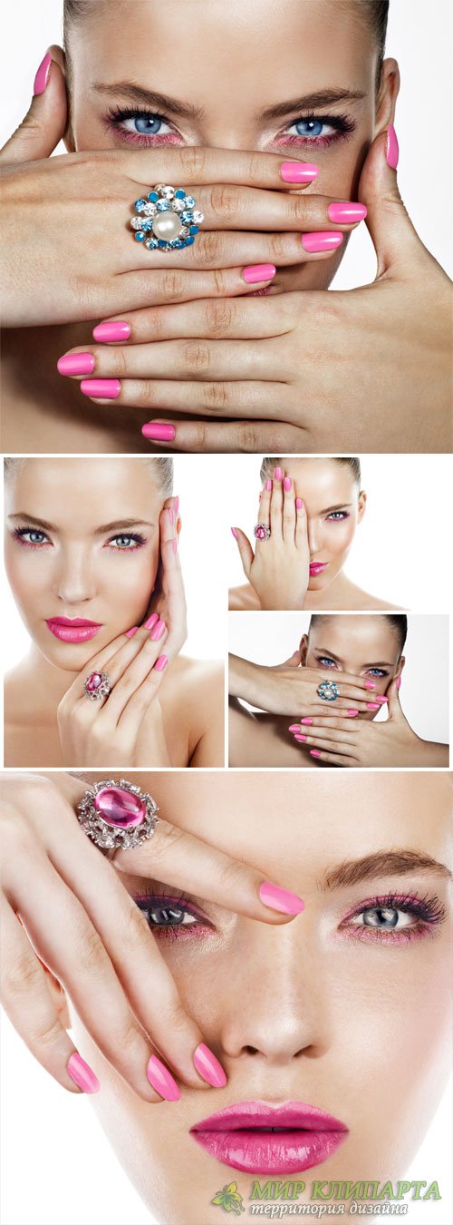 Fashionable girl, manicure, ring with stone - stock photos