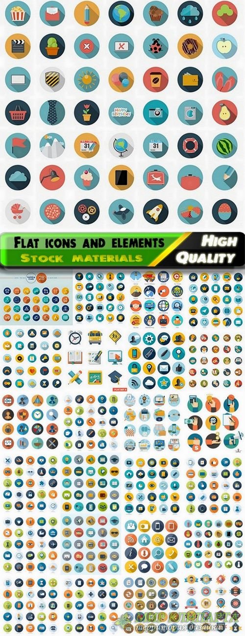 Flat icons and elements for web design - 25 Eps