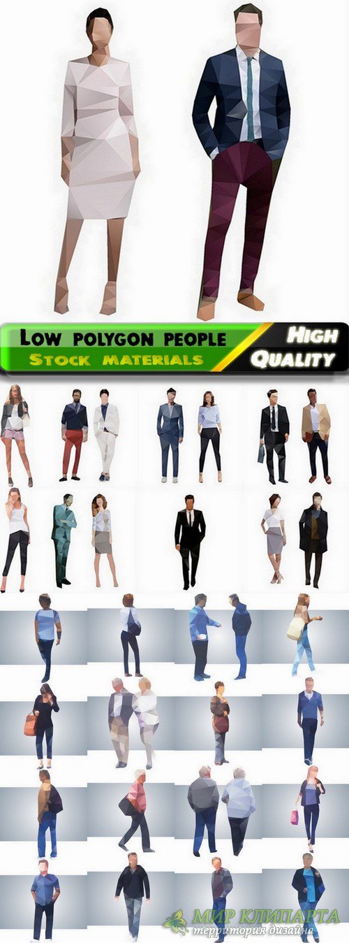 Low polygon of businessmans and people - 25 Eps